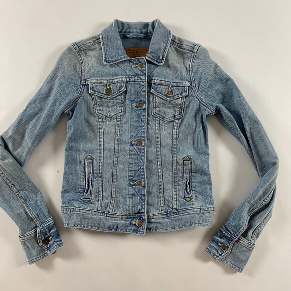 Abercrombie & Fitch Denim Jean Jacket Women's XS Blue Trucker Stretch - Picture 1 of 16